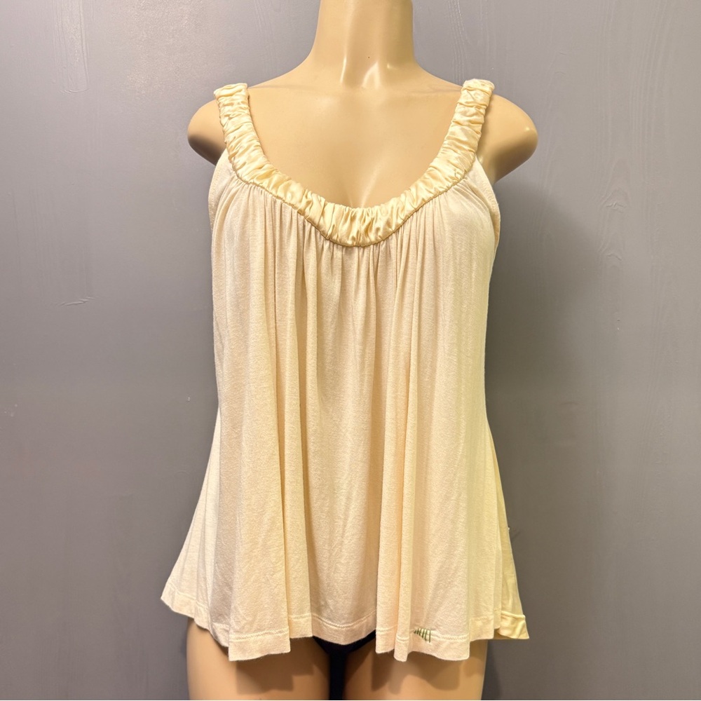 Living Planet Silk Back Tank Top Latte Cream | Satin Trim Modal Blend L